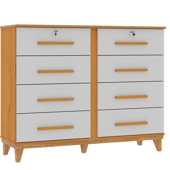 cômoda gaveteiro 8 gavetas com chaves pronta entrega