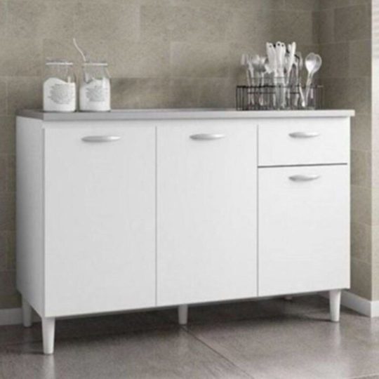 balcão 3 portas para cozinha cor branca larissa móveis paraná pronta entrega.