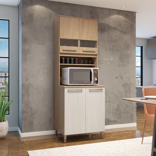 paneleiro cristaleira livia plus móveis paraná pronta entrega offwhite.