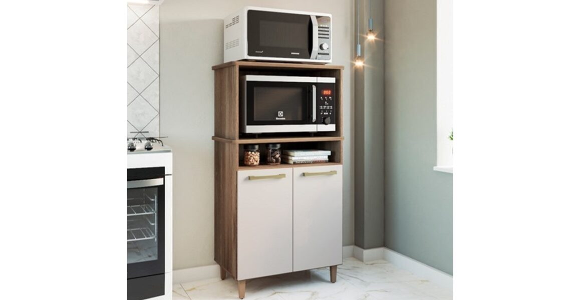 balcão forno e microondas torre quente com 2 portas pronta entrega ana plus móveis paraná